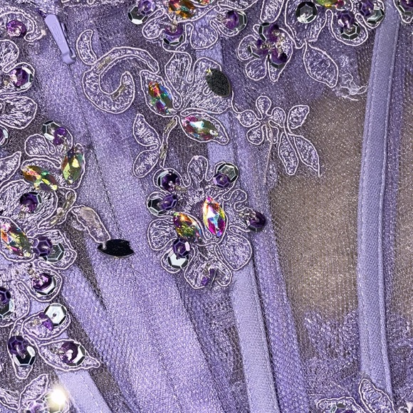 Strapless Lavender Prom Dress - Picture 15 of 16